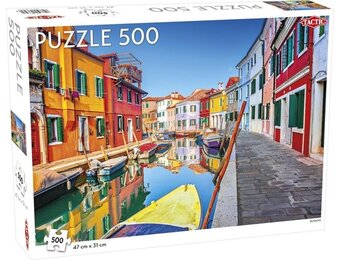 Tactic Burano Venice – Puzzel – 500 stukjes – Kleurrijke Venetiaanse Huisjes – Strak en Rustgevend Ontwerp – Hoogwaardige Scandinavische Kwaliteit