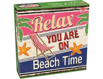Tactic Beach Time – Puzzel – 1000 stukjes – Zomerse Tekstpuzzel – Rustgevend Ontwerp – Hoogwaardige Scandinavische Kwaliteit