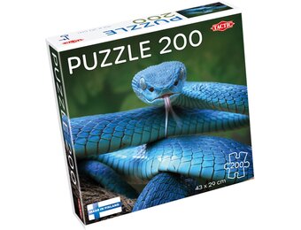 Tactic Blue Viper – Puzzel – 200 stukjes – Indrukwekkende Slangenillustratie – Strak en Rustgevend Ontwerp – Hoogwaardige Scandinavische Kwaliteit