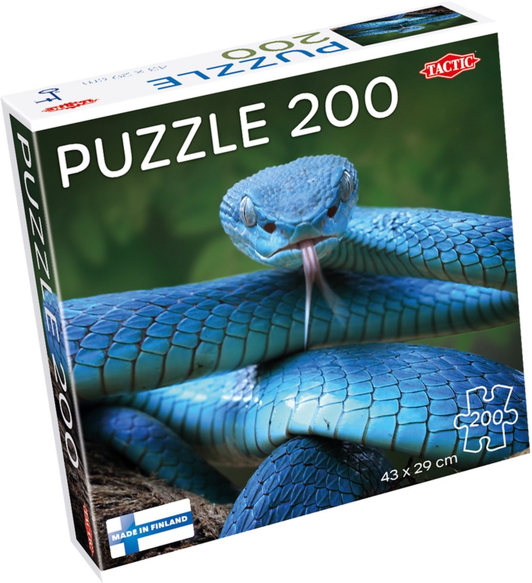 Tactic Blue Viper – Puzzel – 200 stukjes – Indrukwekkende Slangenillustratie – Strak en Rustgevend Ontwerp – Hoogwaardige Scandinavische Kwaliteit