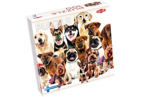 Tactic Group of Cute Dogs – Puzzel – 100 stukjes – Vrolijke Hondenillustratie – Strak en Rustgevend Ontwerp – Hoogwaardige Scandinavische Kwaliteit