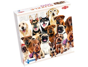 Tactic Group of Cute Dogs – Puzzel – 100 stukjes – Vrolijke Hondenillustratie – Strak en Rustgevend Ontwerp – Hoogwaardige Scandinavische Kwaliteit