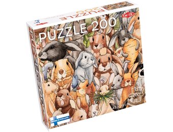 Tactic Bunnies – Puzzel – 200 stukjes – Schattige Konijnenillustratie – Strak en Rustgevend Ontwerp – Hoogwaardige Scandinavische Kwaliteit