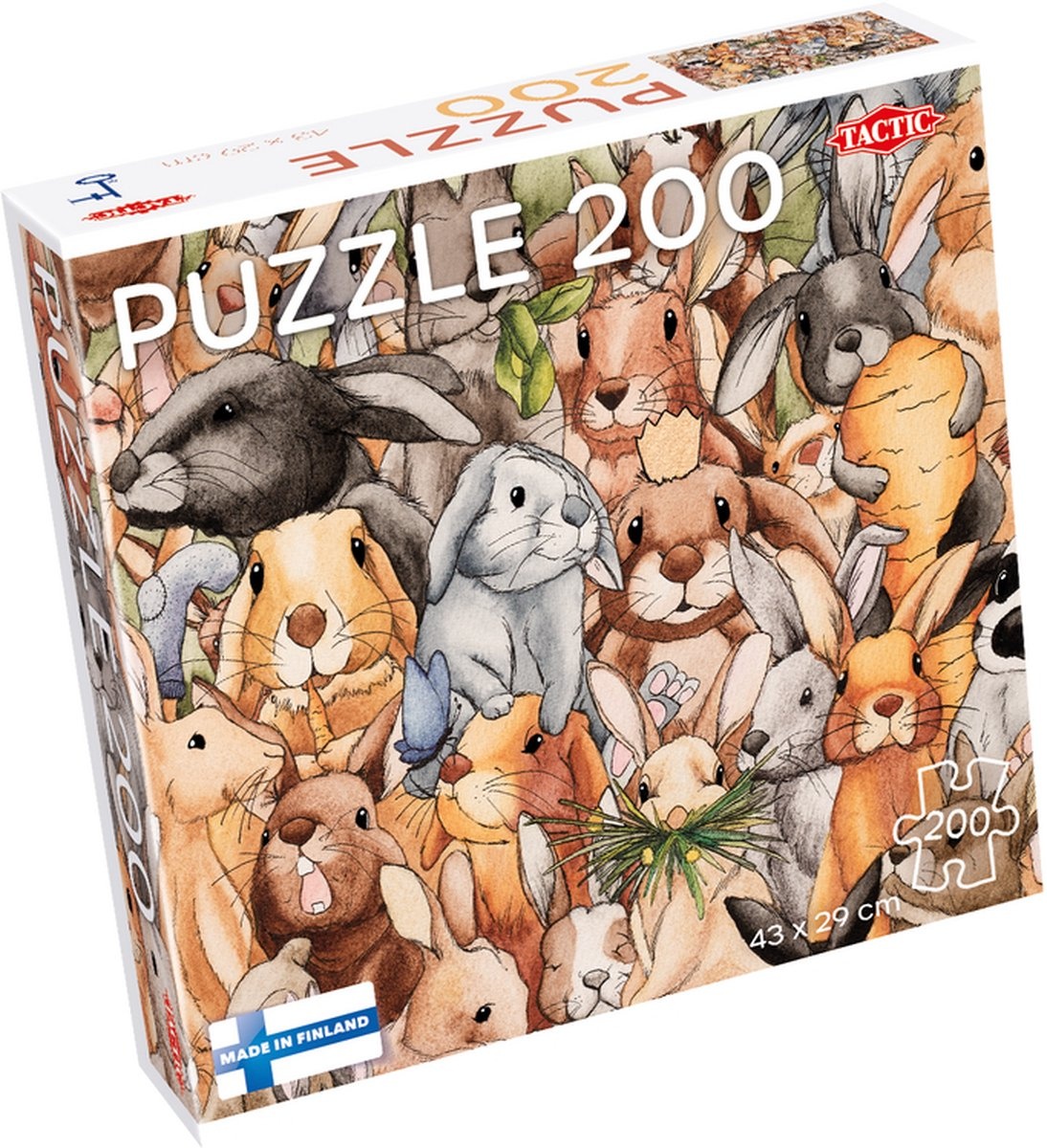 Tactic Bunnies – Puzzel – 200 stukjes – Schattige Konijnenillustratie – Strak en Rustgevend Ontwerp – Hoogwaardige Scandinavische Kwaliteit