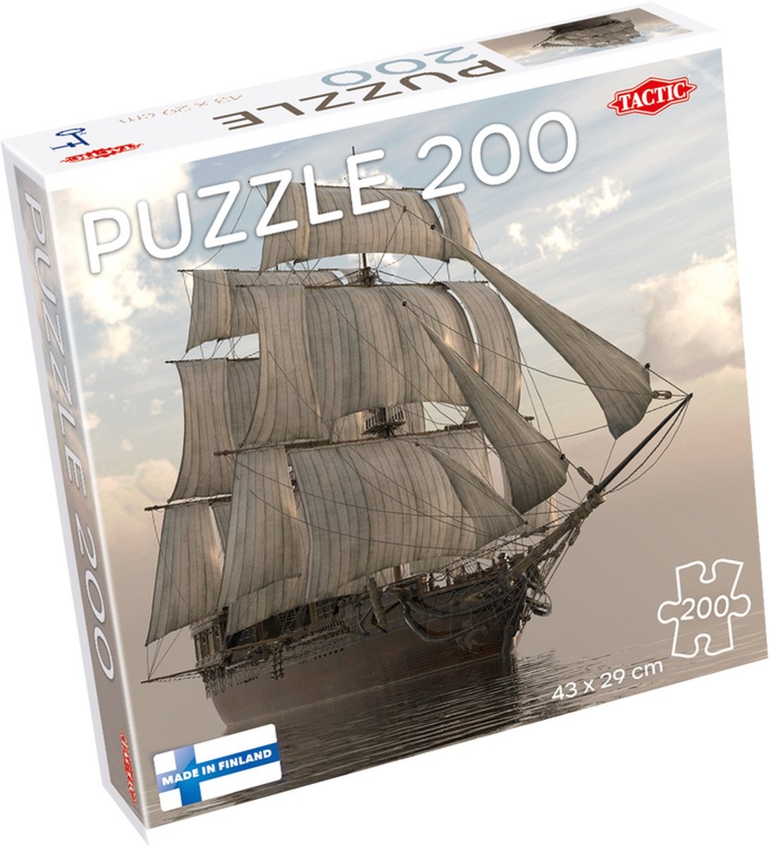Tactic Sailboat at Sea – Puzzel – 200 stukjes – Rustig Zeegezicht met Zeilboot – Strak en Rustgevend Ontwerp – Hoogwaardige Scandinavische Kwaliteit
