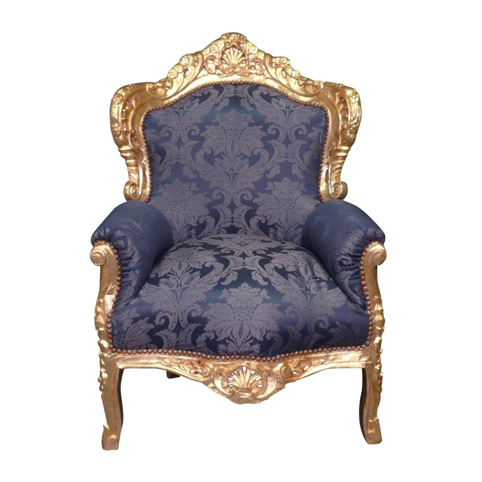 LC Fauteuil baroque doré bleu gold