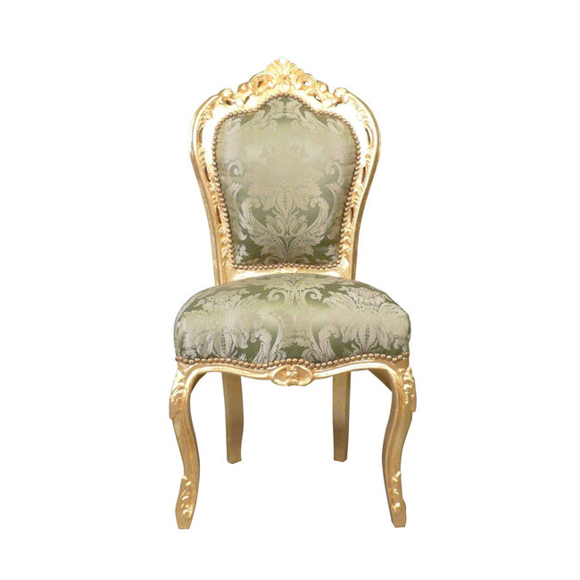 LC Chaise de salle à manger baroque vert doré