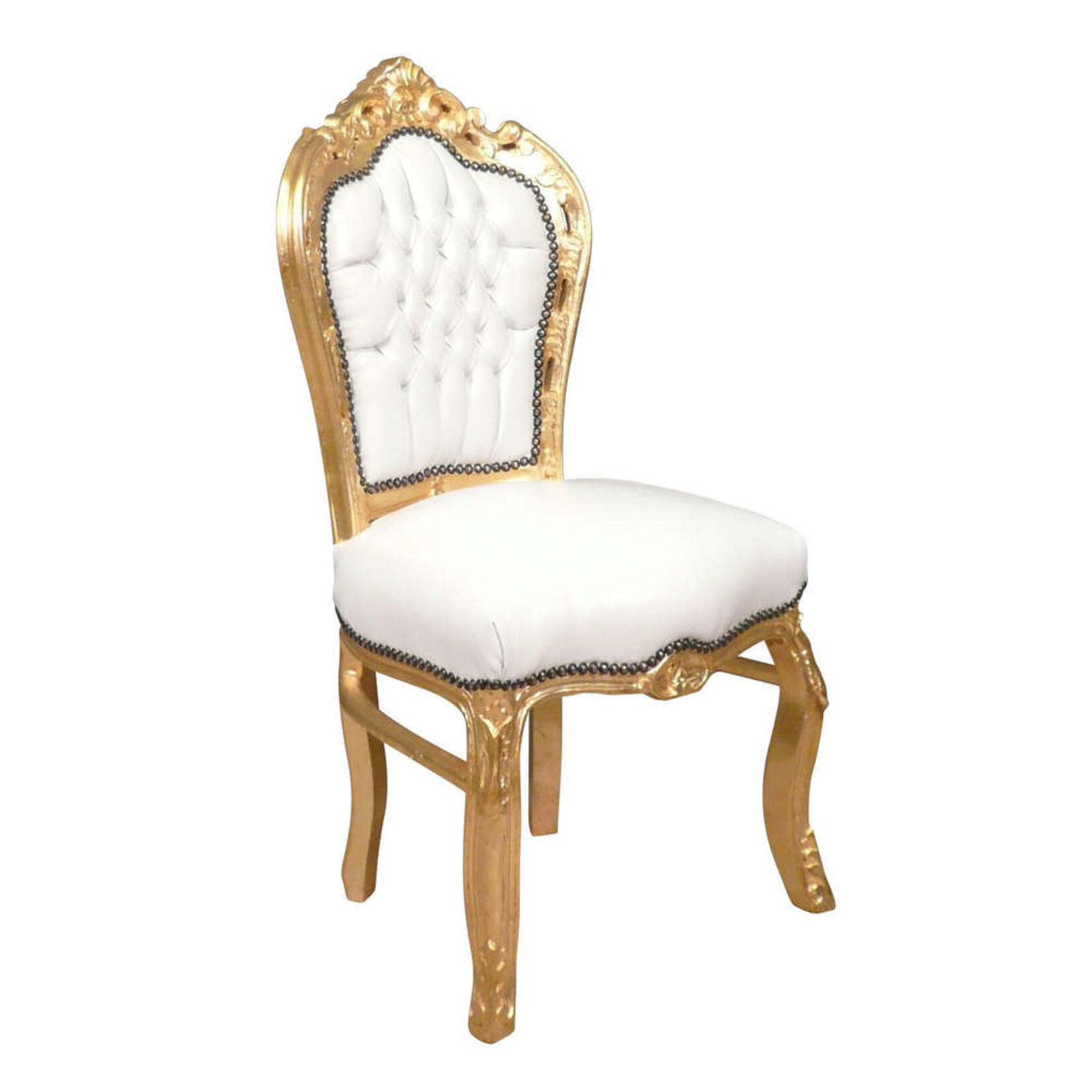LC Chaise de salle à manger baroque or blanc ciel