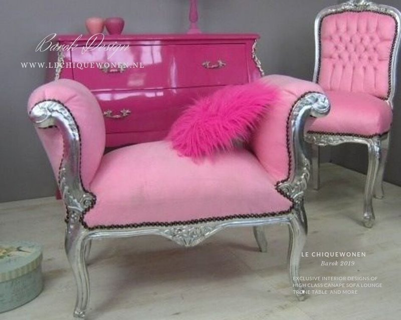 LC Baroque bench cleo silver pink