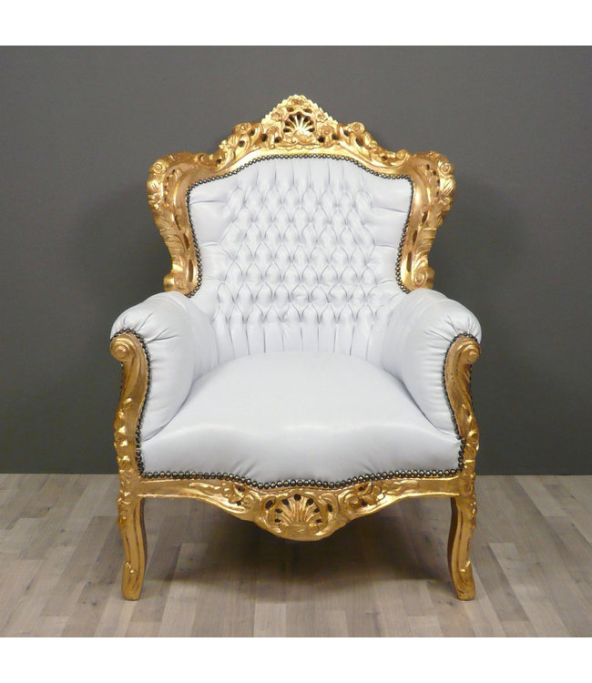 Concreet naam Megalopolis Barok fauteuil Romantica goud wit sky - Le Chique Wonen