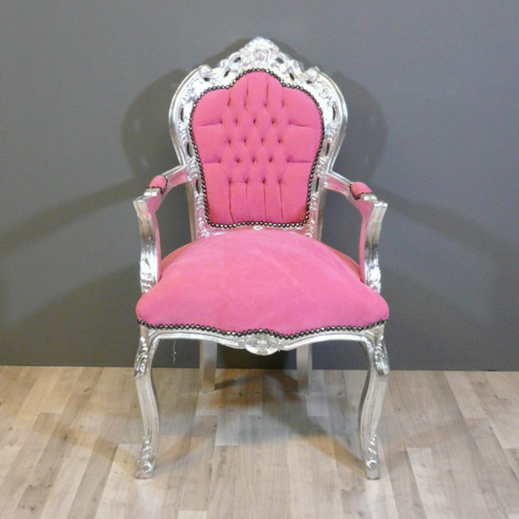 LC Barok fauteuil roze  zilver