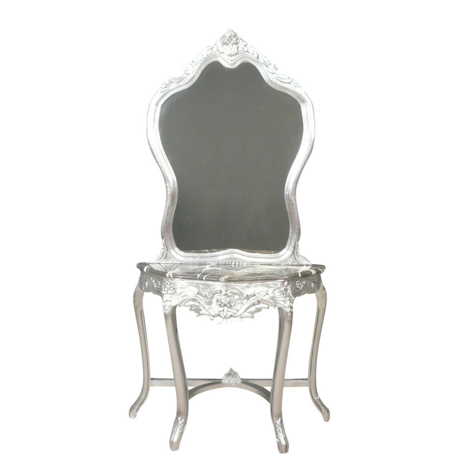 LC Coiffeuse baroque console argent avec miroir