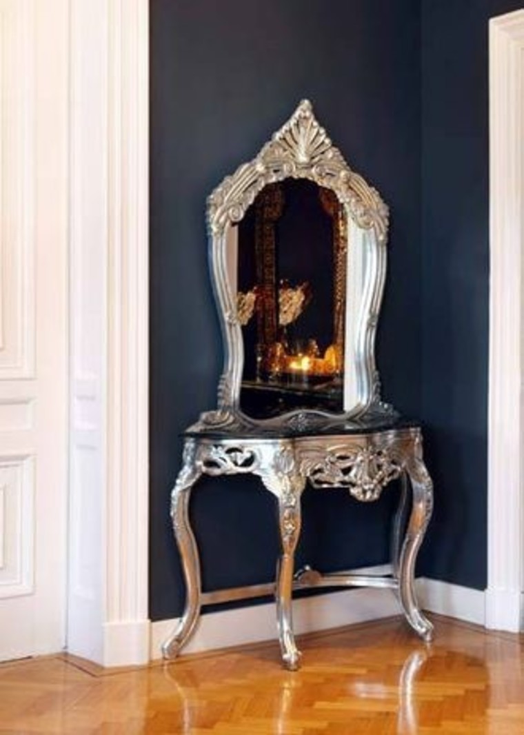 LC Coiffeuse baroque console argent avec miroir