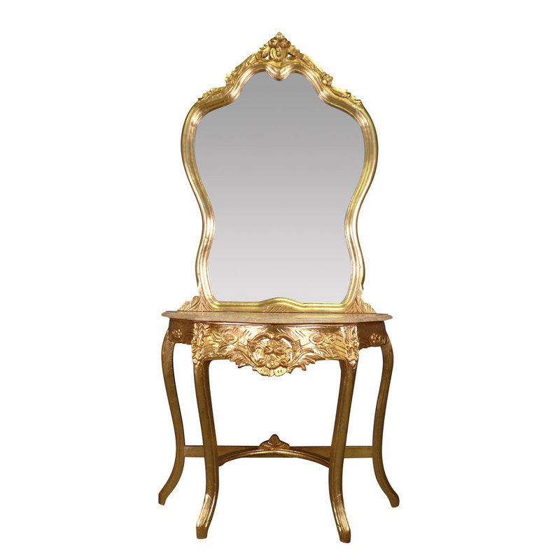 LC Coiffeuse baroque console or avec miroir