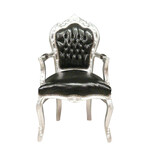 LC Fauteuil baroque robuste argent noir