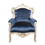 LC Barok fauteuil  blauw satijn