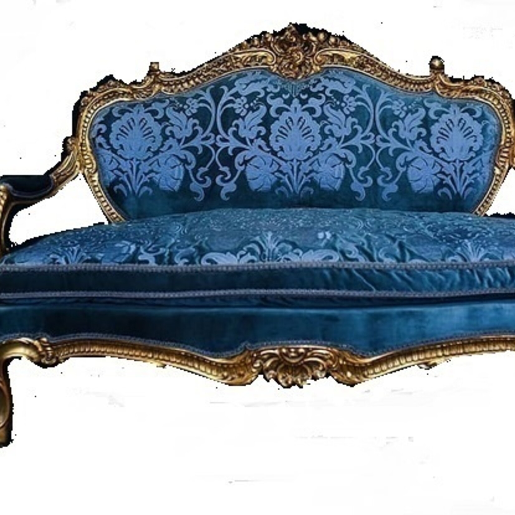 Wafaa Okka  Luxe baroque canape bleu or passion