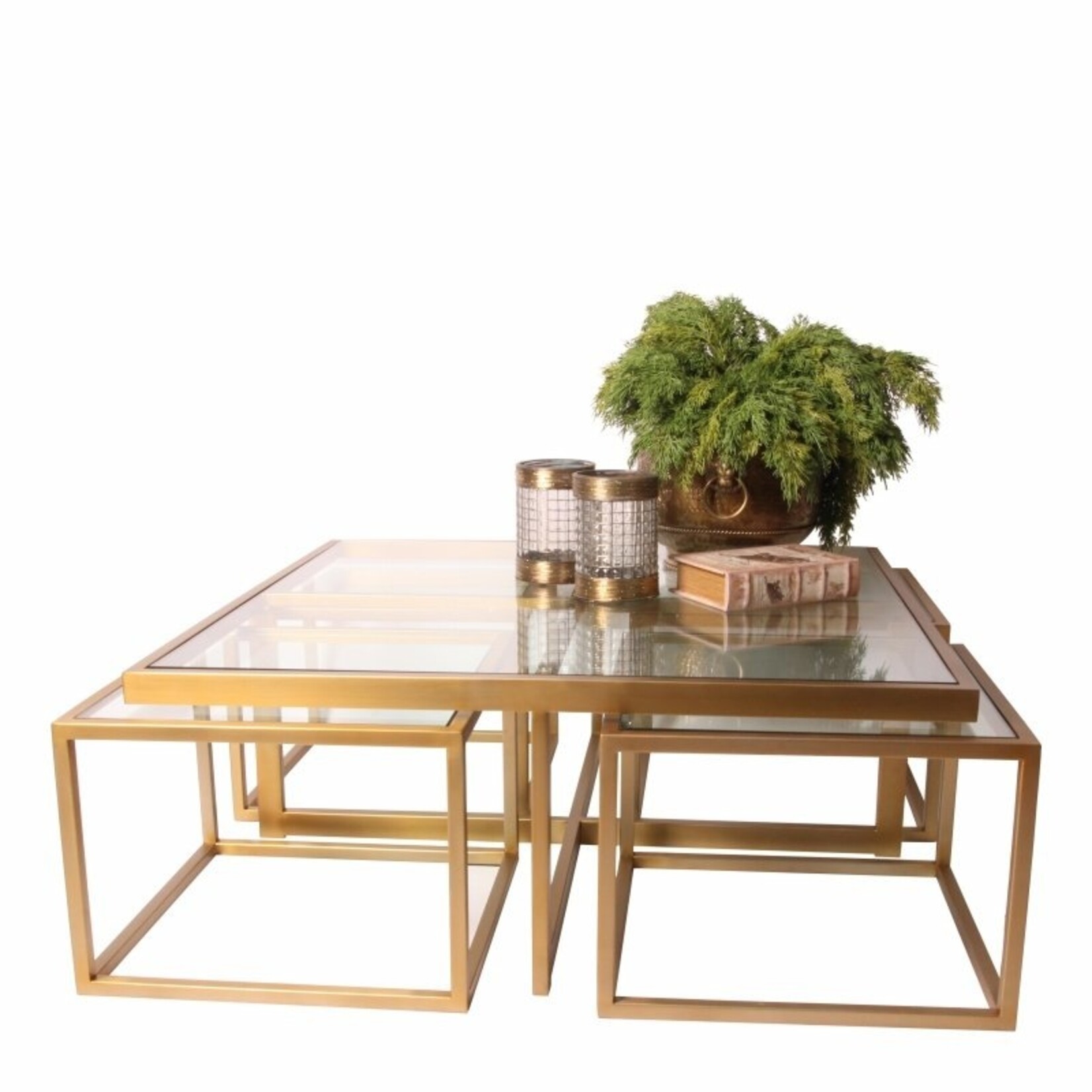 Dutch & Style Cuba square coffee table gold SET/5