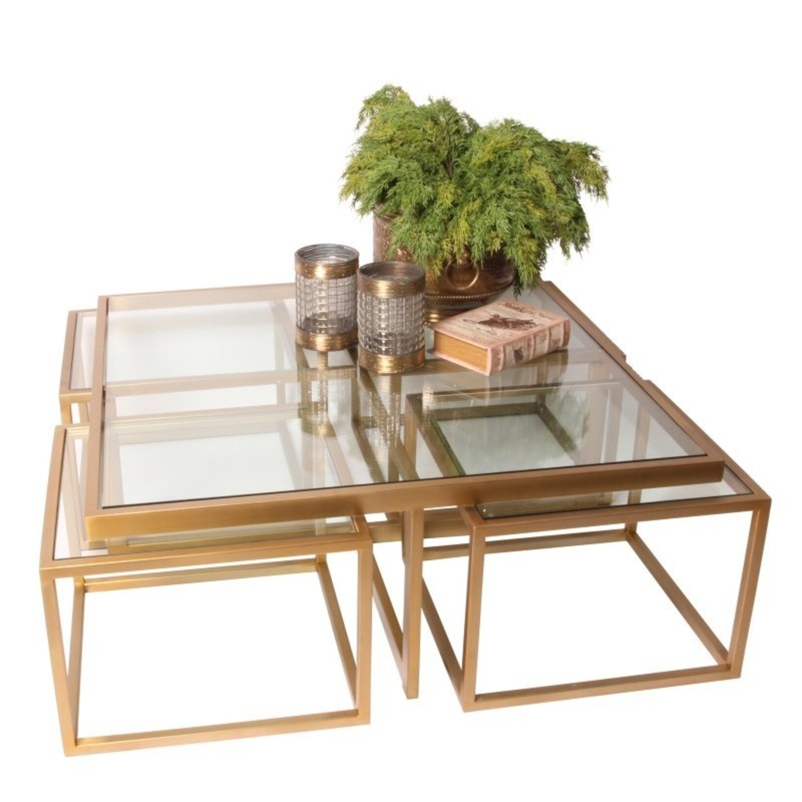 Dutch & Style Cuba square coffee table gold SET/5