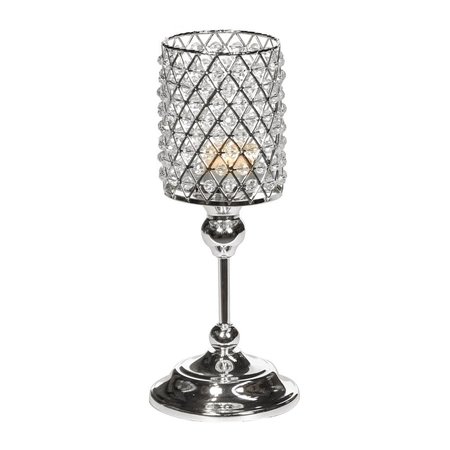 Good Will MET.JEWEL CANDLE HOLDER ON STAND TT SLV 30CM