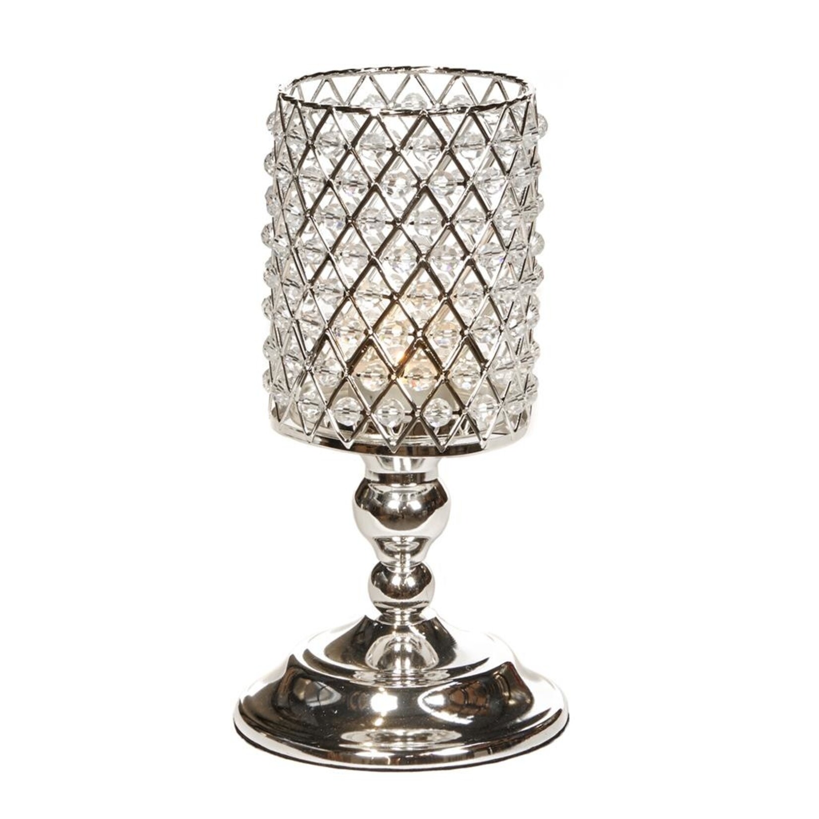 Good Will  MET.JEWEL CANDLE HOLDER ON STAND TT SLV 30CM