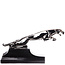 Jaguar sautant en bronze Art Déco chromé