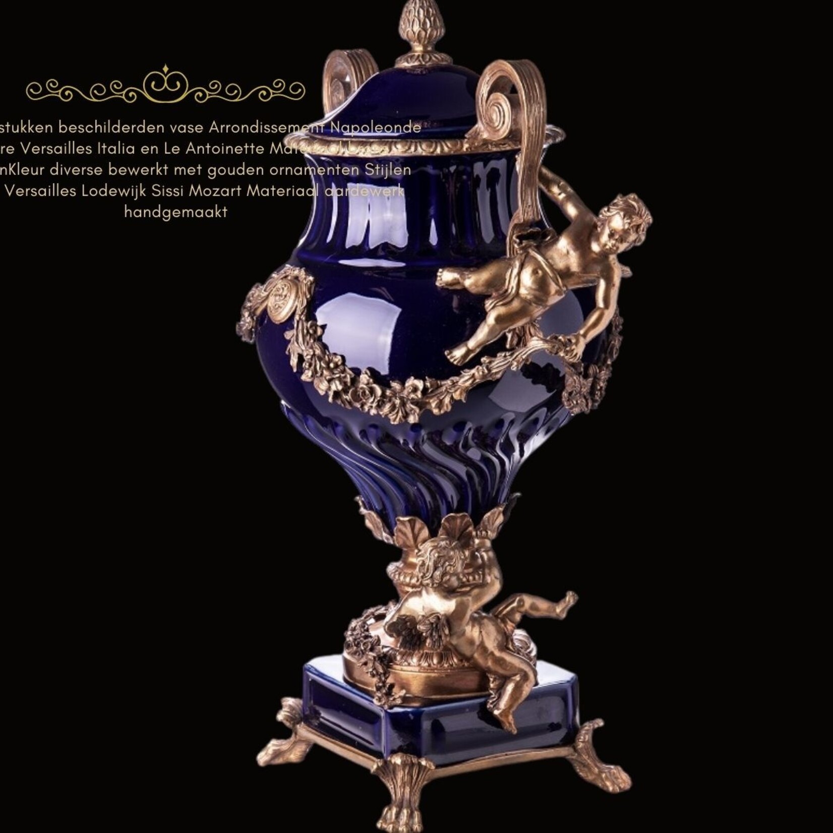 Decotrends  Vase en bronze baroque en porcelaine à couvercles avec anges