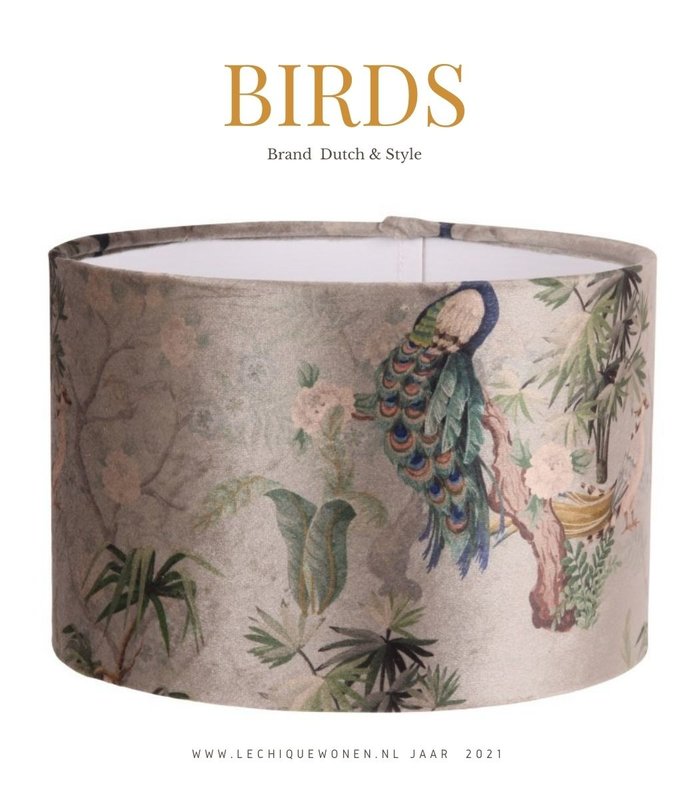 Dutch & Style Lampenkap cilinder  Birds  20 cm