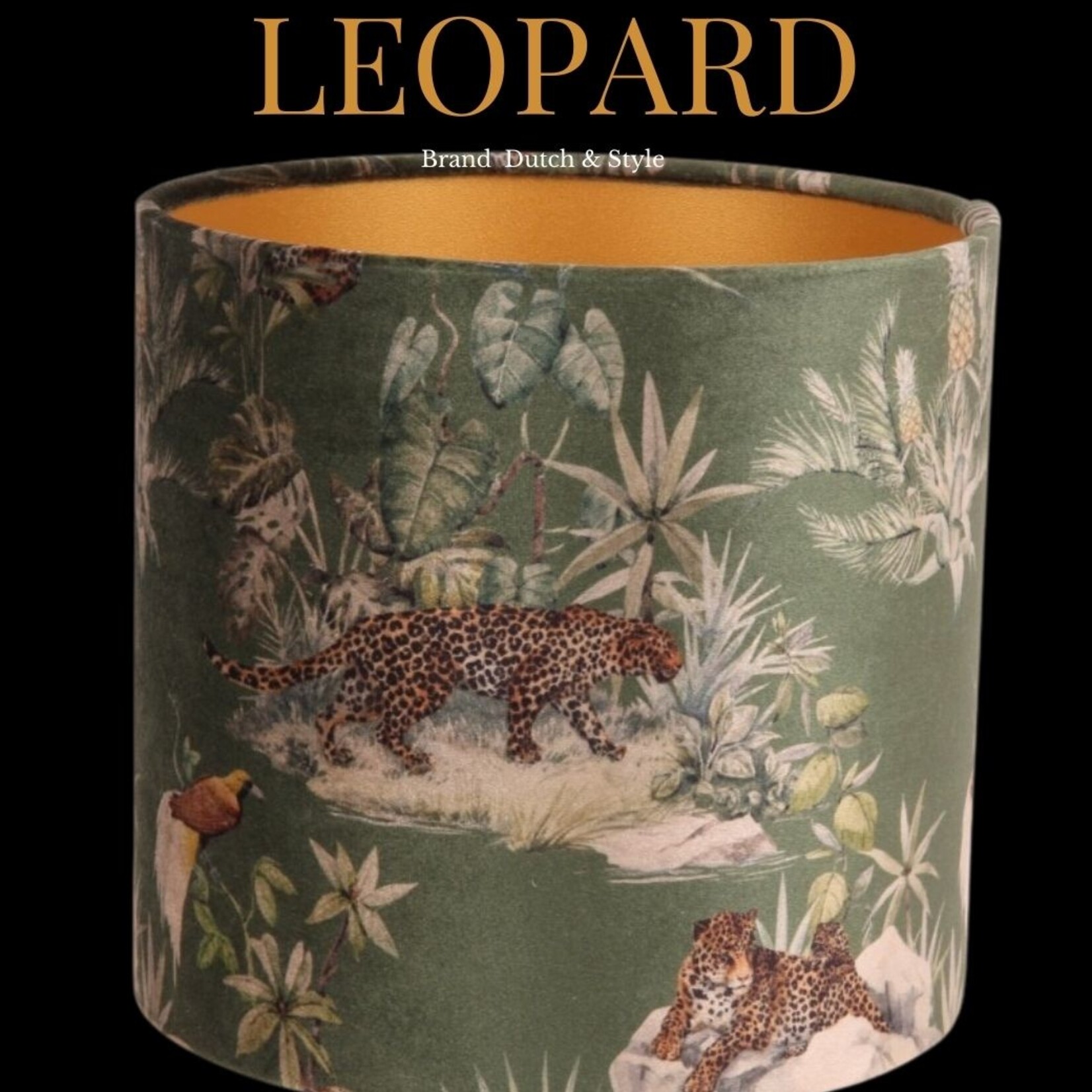 Dutch & Style Lampshade leopard  green   cylinder 20 cm