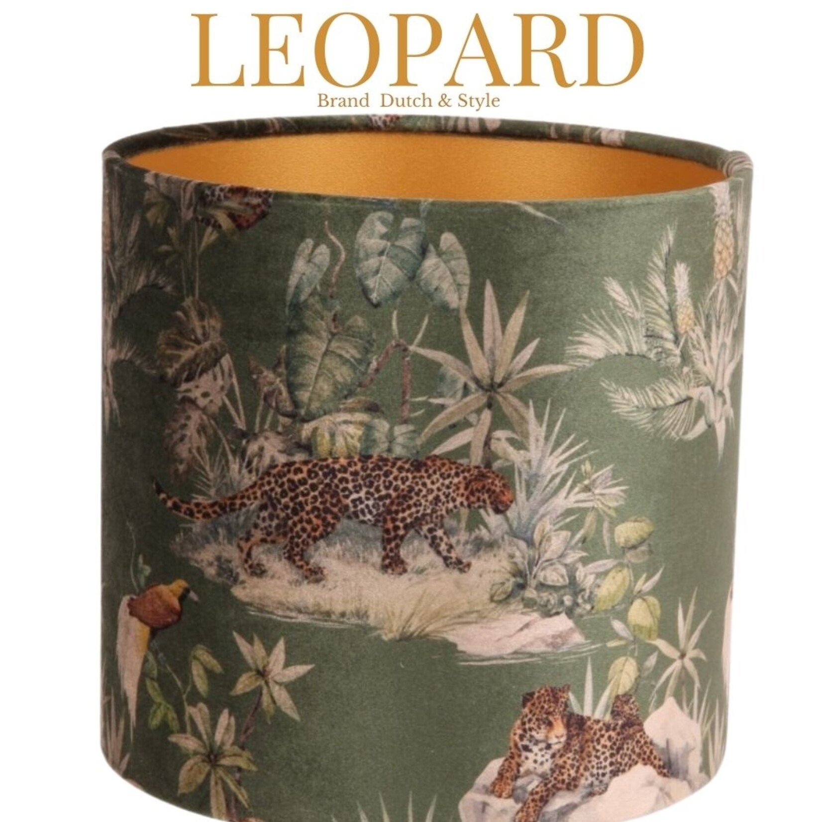 Dutch & Style Lampshade leopard  green   cylinder 20 cm