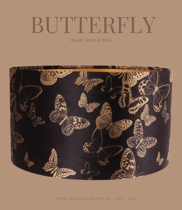 Dutch & Style Lampenkap jungle   vlinders cylinder 20 cm