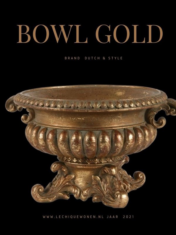 Dutch & Style Bowl with handle 25x22 cm gold
