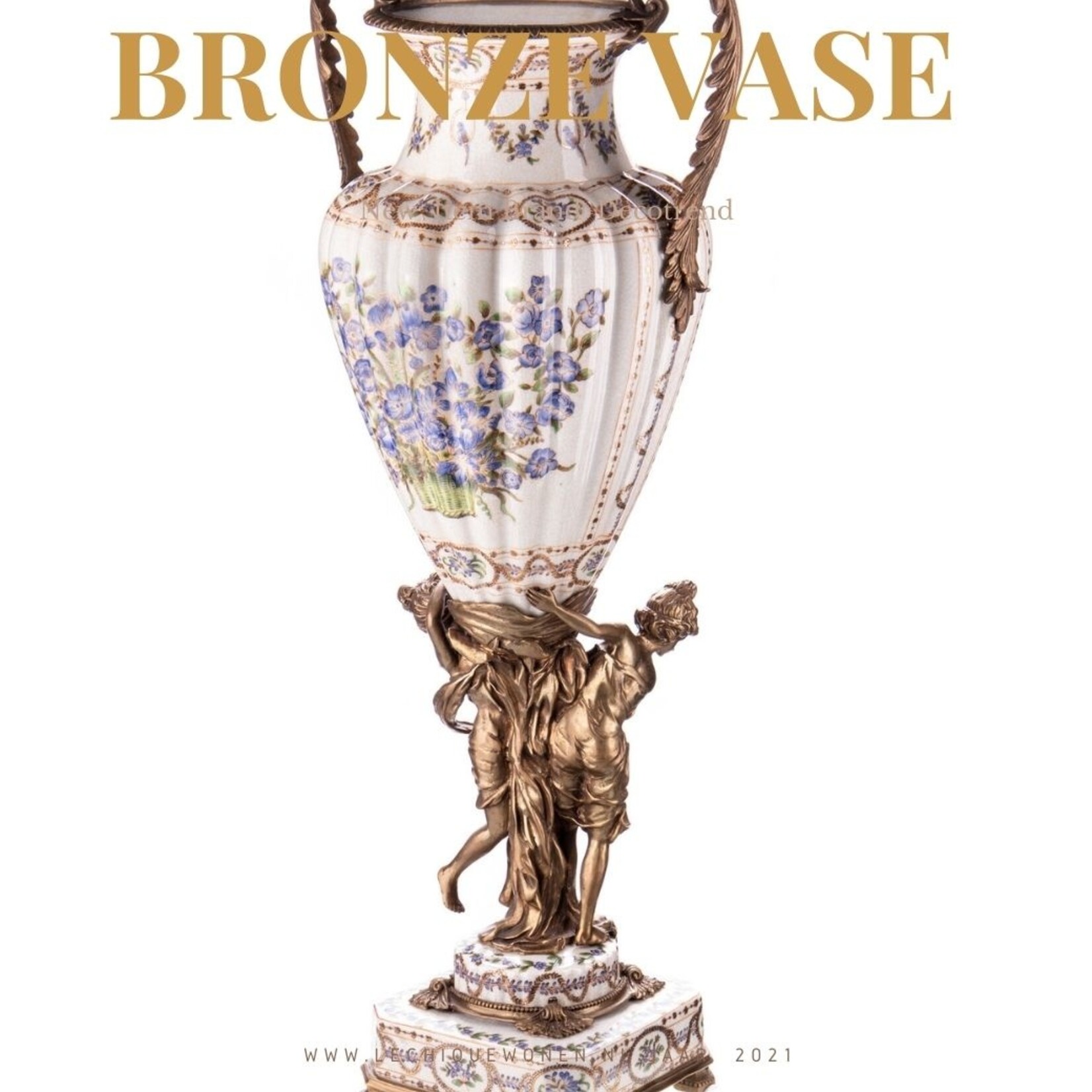 Decotrends  Porcelaine avec vase en bronze avec des femmes