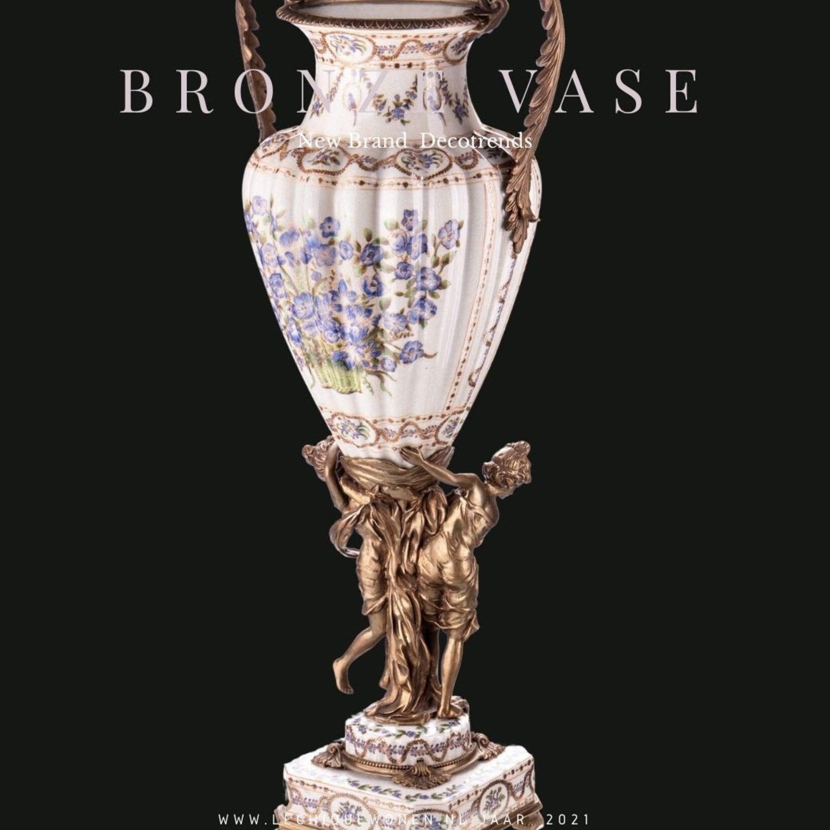 Decotrends  Porcelaine avec vase en bronze avec des femmes