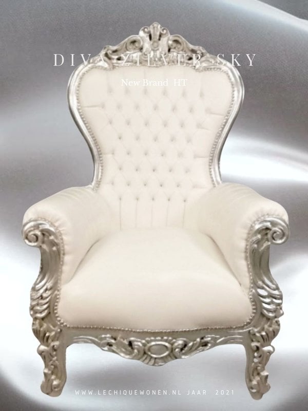 LC Barok  tronen model  Diva zilver wit