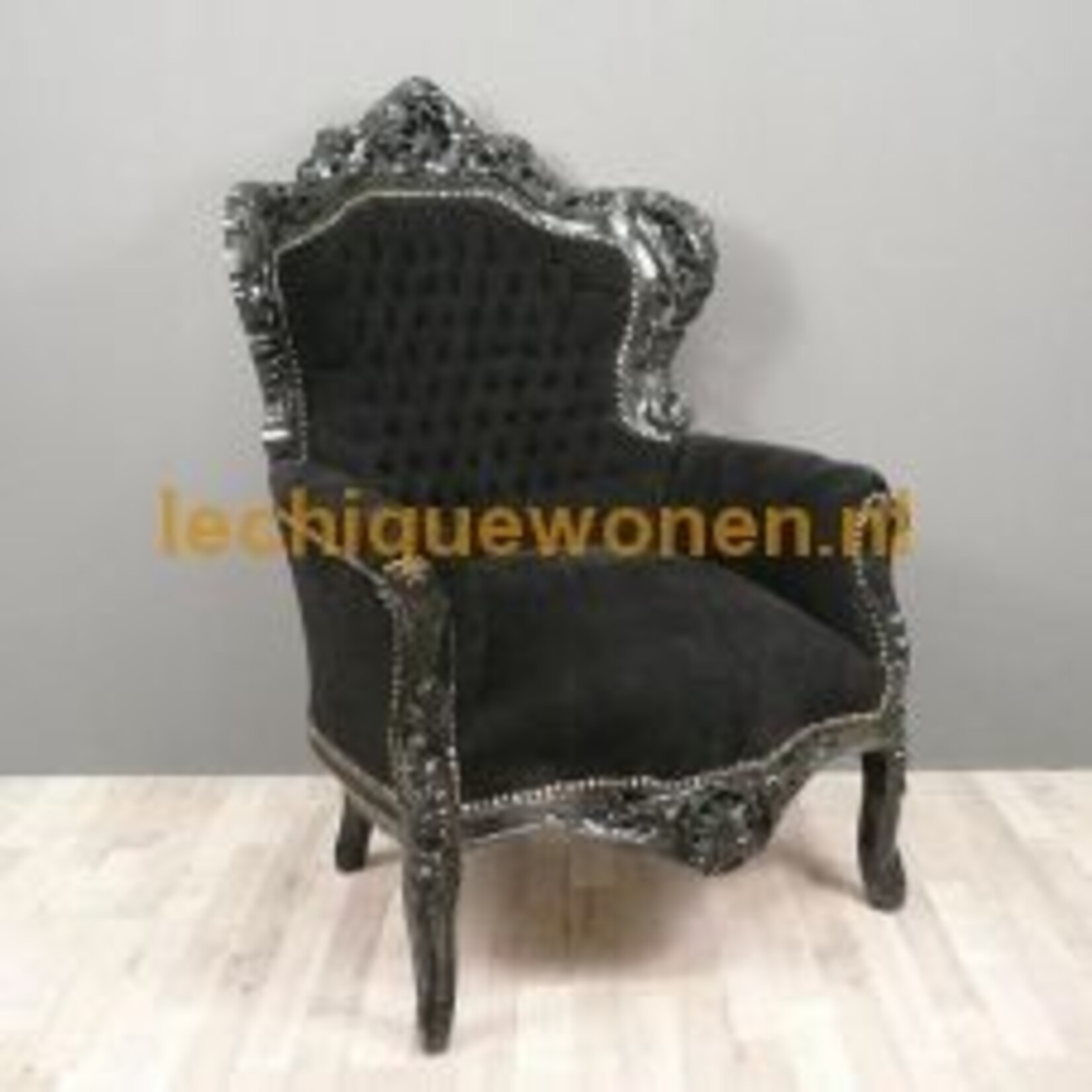 LC Barok fauteuil zwart  Milano  velvet