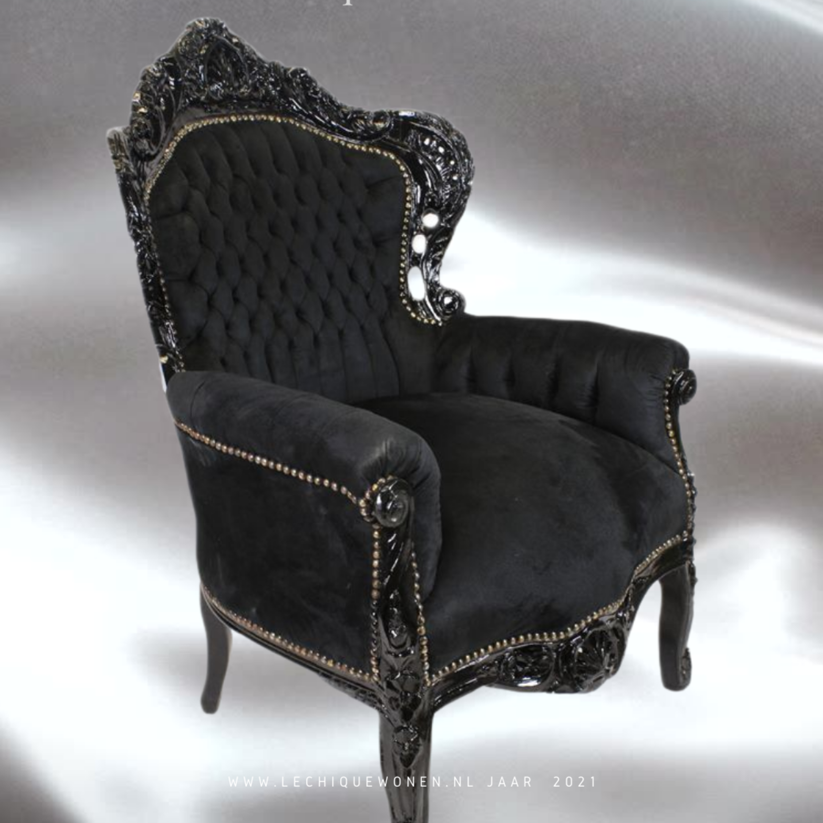 LC Barok fauteuil zwart  Milano  velvet