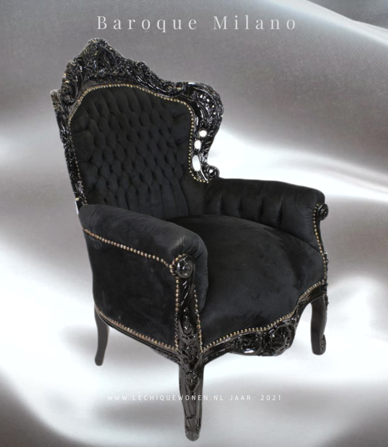 LC Barok fauteuil zwart  Milano  velvet