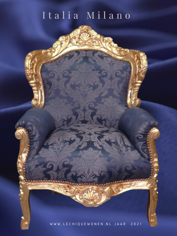 LC Barok fauteuil goud blauw