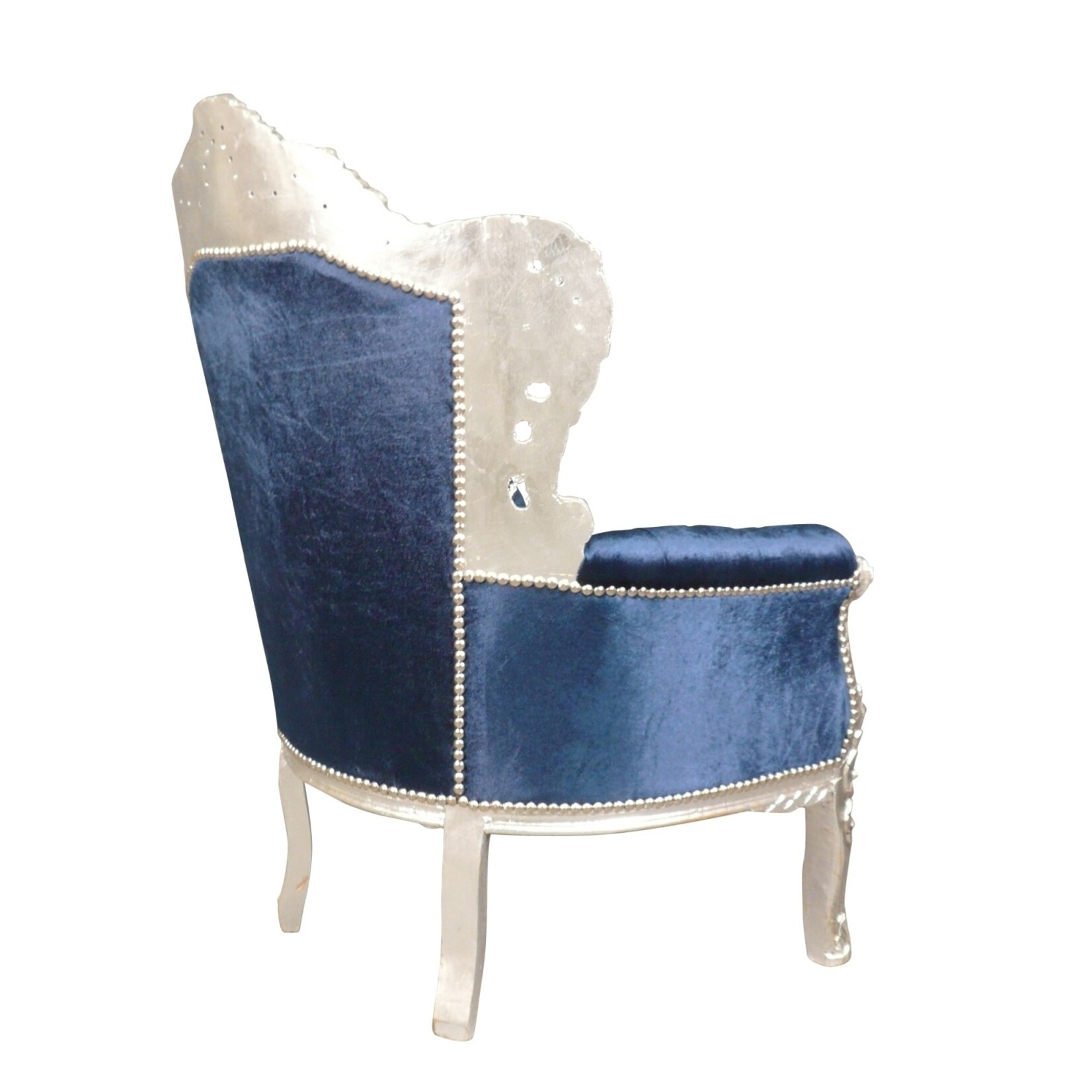 LC Fauteuil baroque satin bleu