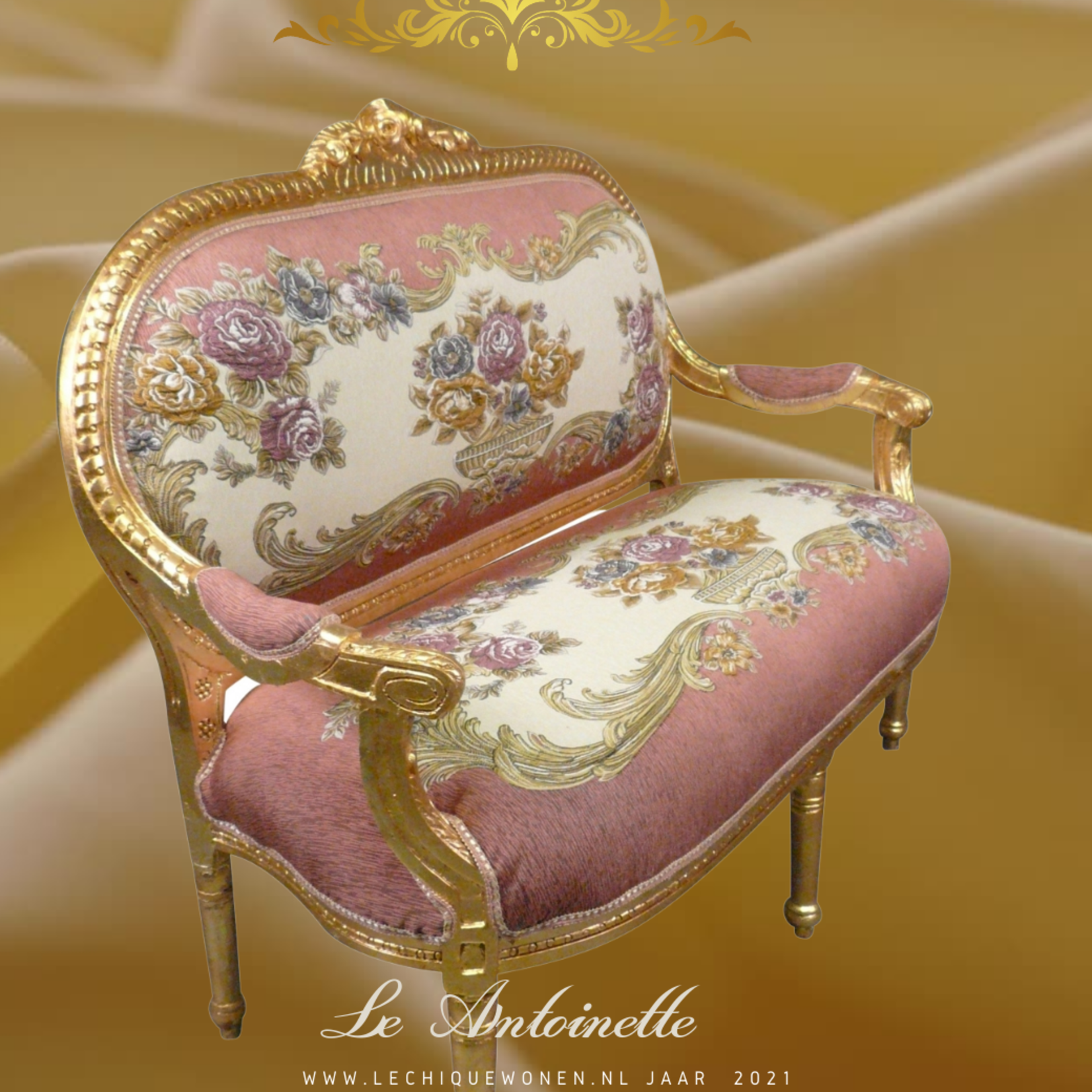 LC Le Antoinette  Sofa  Gold flower