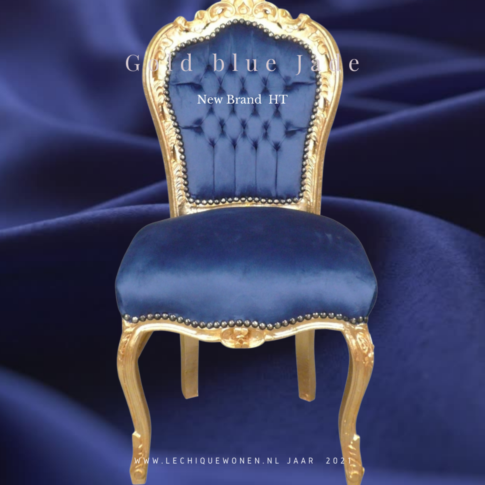 LC Baroque dining room chair Gold blue Jade