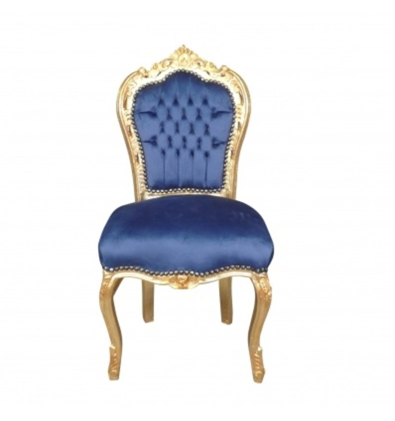 LC Chaise de salle à manger baroque Or bleu Jade