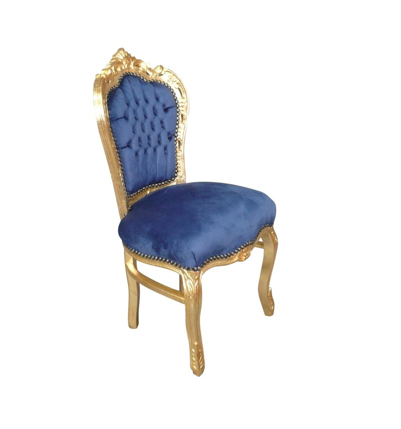 LC Baroque dining room chair Gold blue Jade