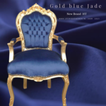 LC Baroque dining room armchair gold blue jade