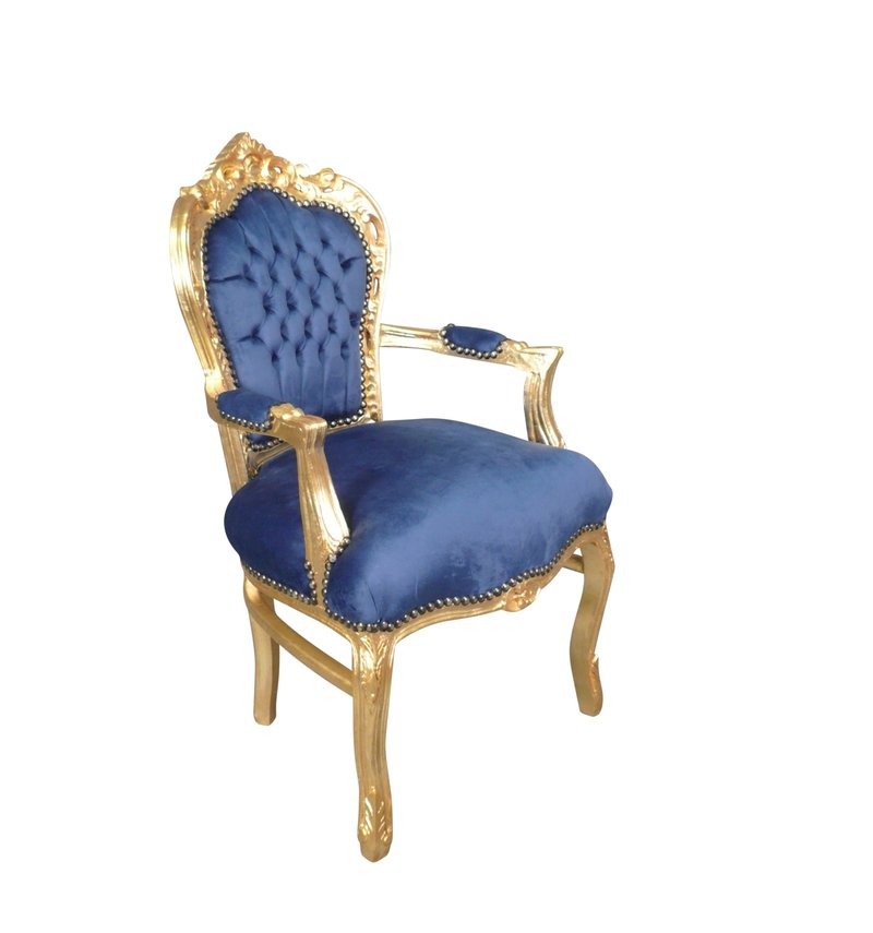 LC Eetkamer fauteuil barok goud blauw jade