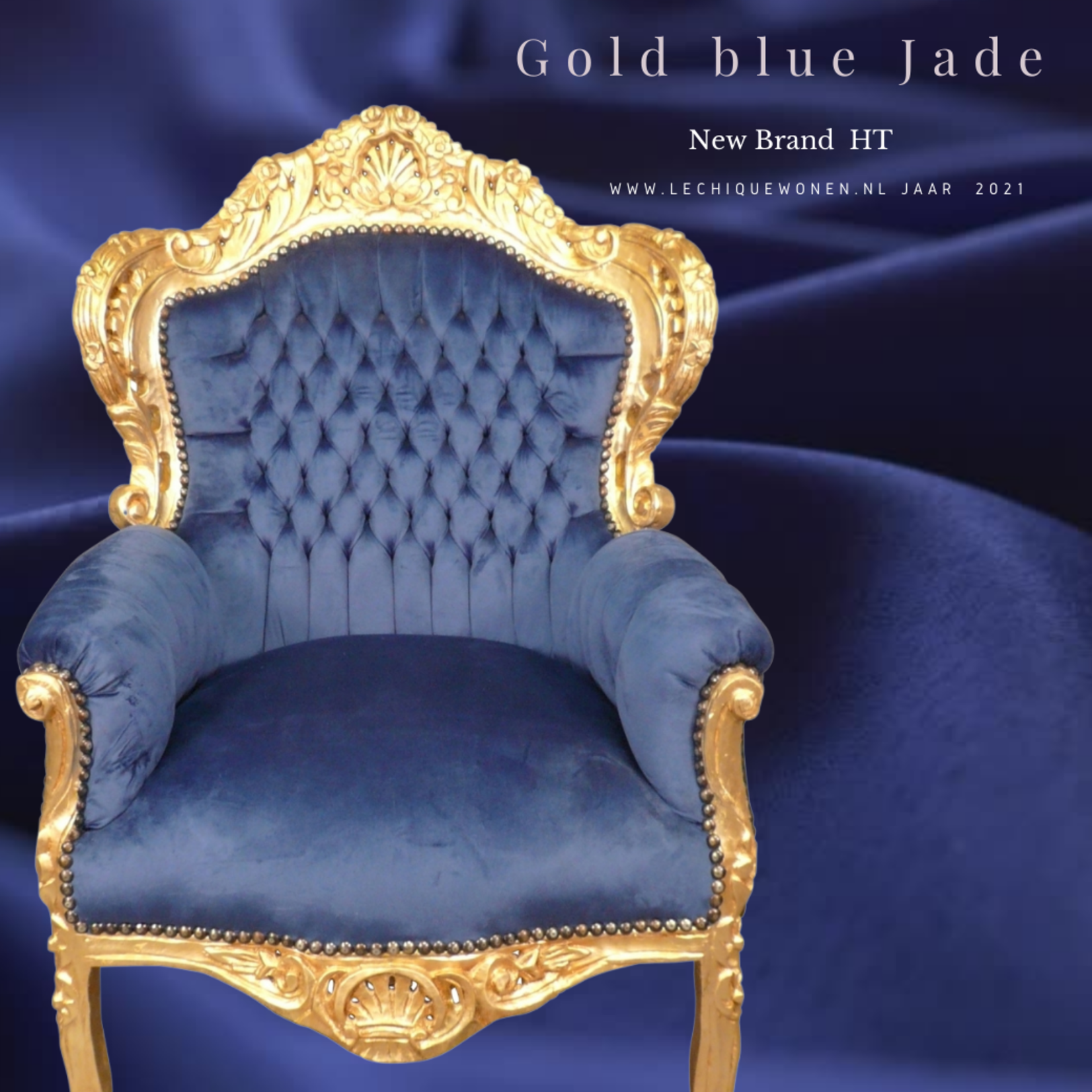 LC  Barok Fauteuil gold blue jade