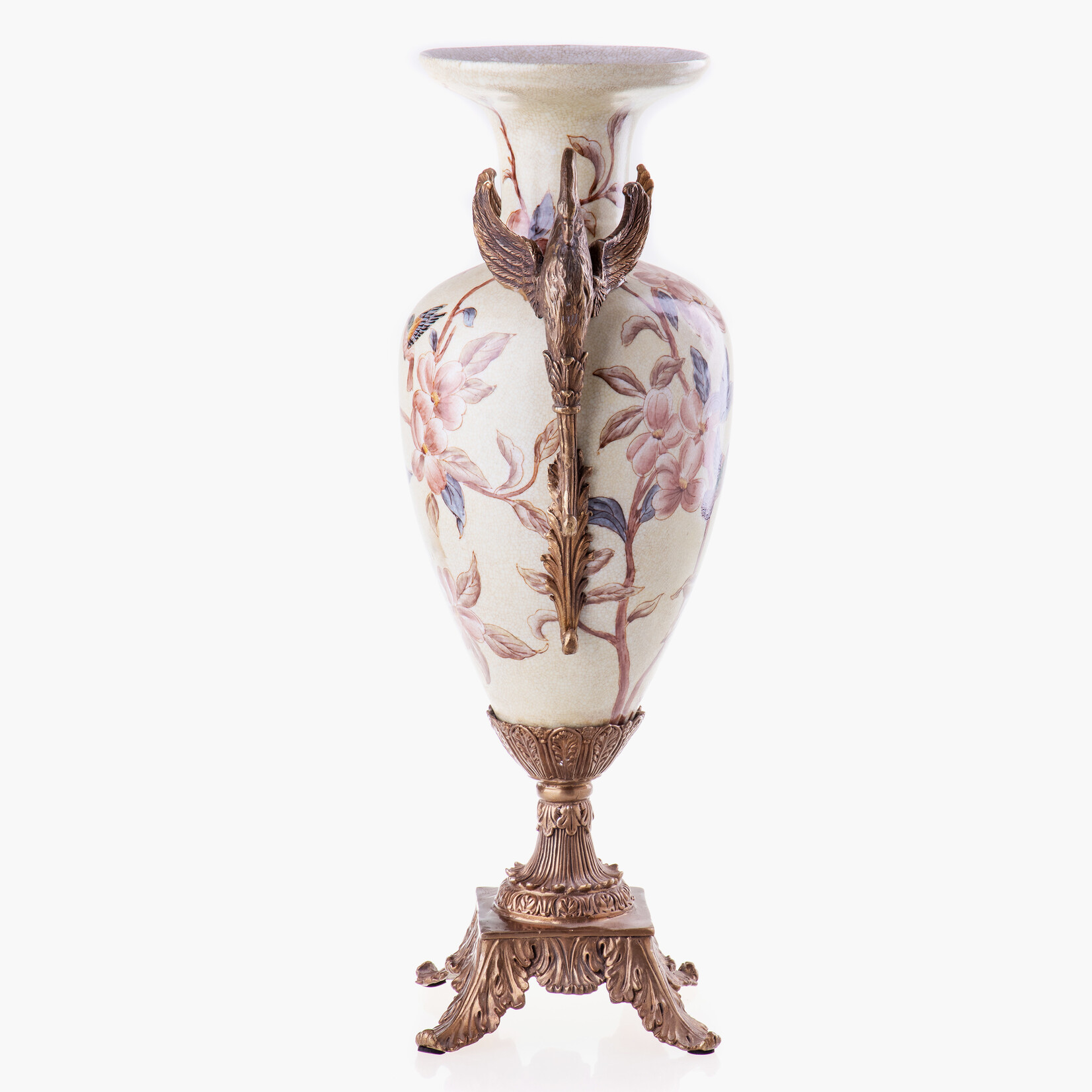 Decotrends  Vase en porcelaine de bronze avec des cygnes