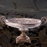 Decotrends  Bol en bronze porcelaine à motif de fleurs