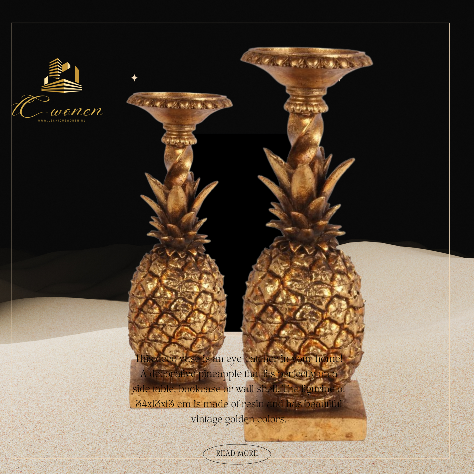 Dutch & Style Candlestick pineapple 30 cm